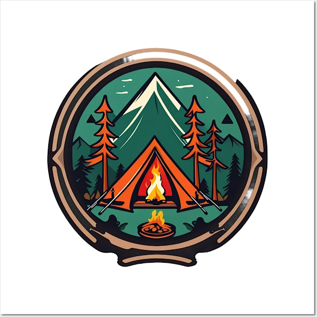Outdoors Adventure Camping Emblem Wall Art by trubble